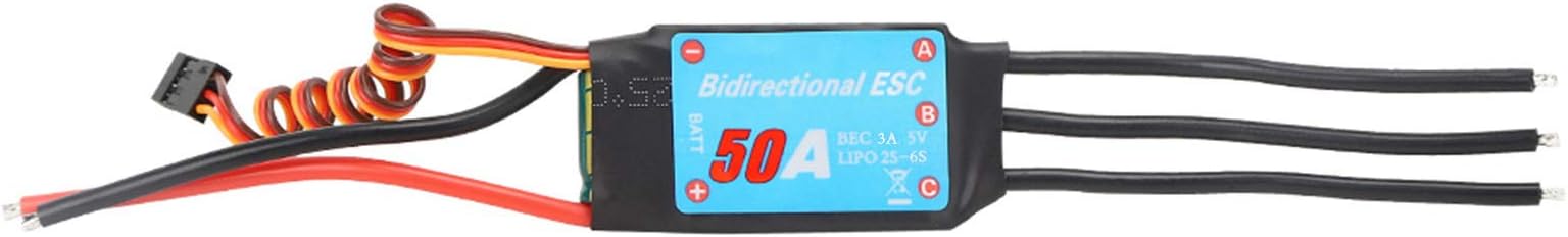 Eacam 60A One Way Brushless Electronic Speed Controller for RC Ship, UBEC 3A 5V,Convenient and Practical, Full Power Test, Wide Range of Application, No Need to Calibrate the (50A)