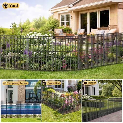 10 Panels No Dig Garden Fence Animal Barrier, 48in(H) × 26.25ft(L) Decorative Metal Outdoor Dog Fence, Rustproof Pet Fencing for Yard, Patio, Flower Bed -Temporary Fencing| Easy to Install by CLEASO - Image 6