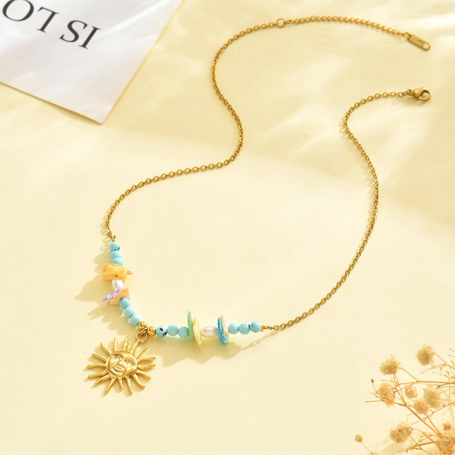 18K Gold Plated Charm Necklace for Women Trendy Coin Sun Shell Starfish Seashell Sea Turtle Seahorse Ocean Series Pearl Pendant Necklaces Boho Summer Beach Jewelry - Image 6