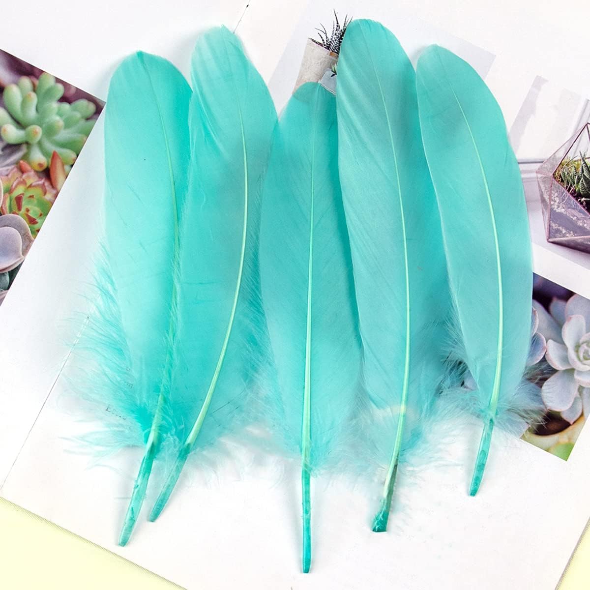 jweemax 100PCS Natural Goose Feater, Colorful Swan Feather for Wedding Party Decoration Handicraft Accessories