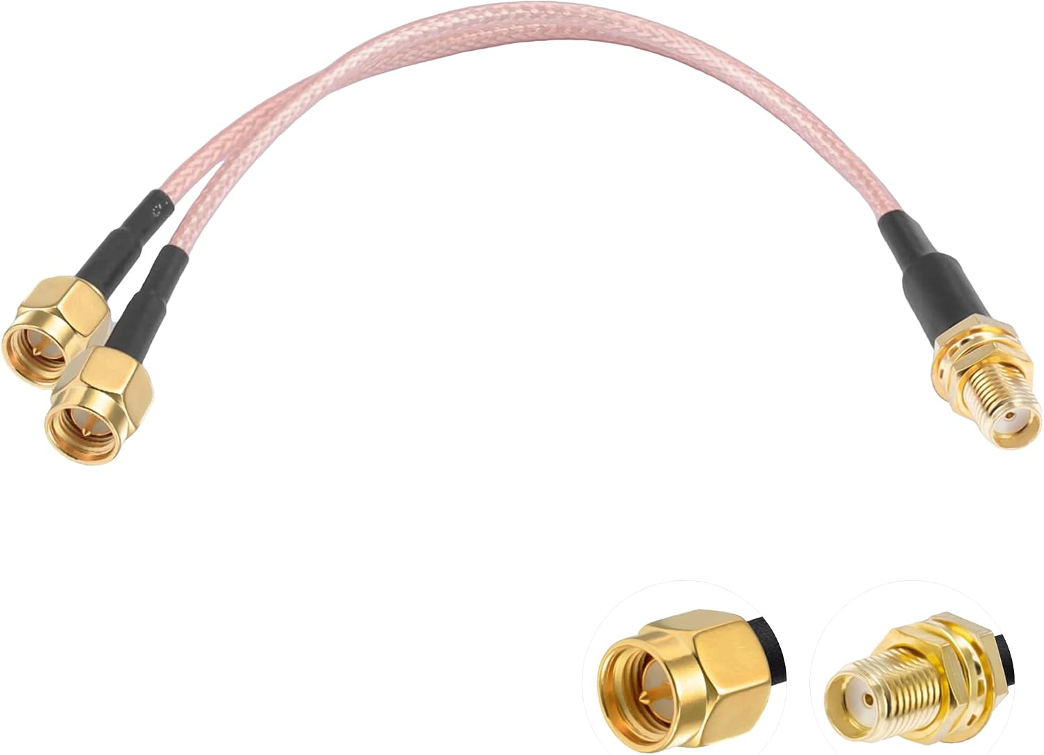 Vecys SMA Splitter Cable SMA Female to Dual Male Coaxial Cable 3-Way Splitter V-Type RG316 6 Inch / 15 cm for 2G 3G 4G LTE Antenna Router Gateway Modem MiFi Mobile Hotspot