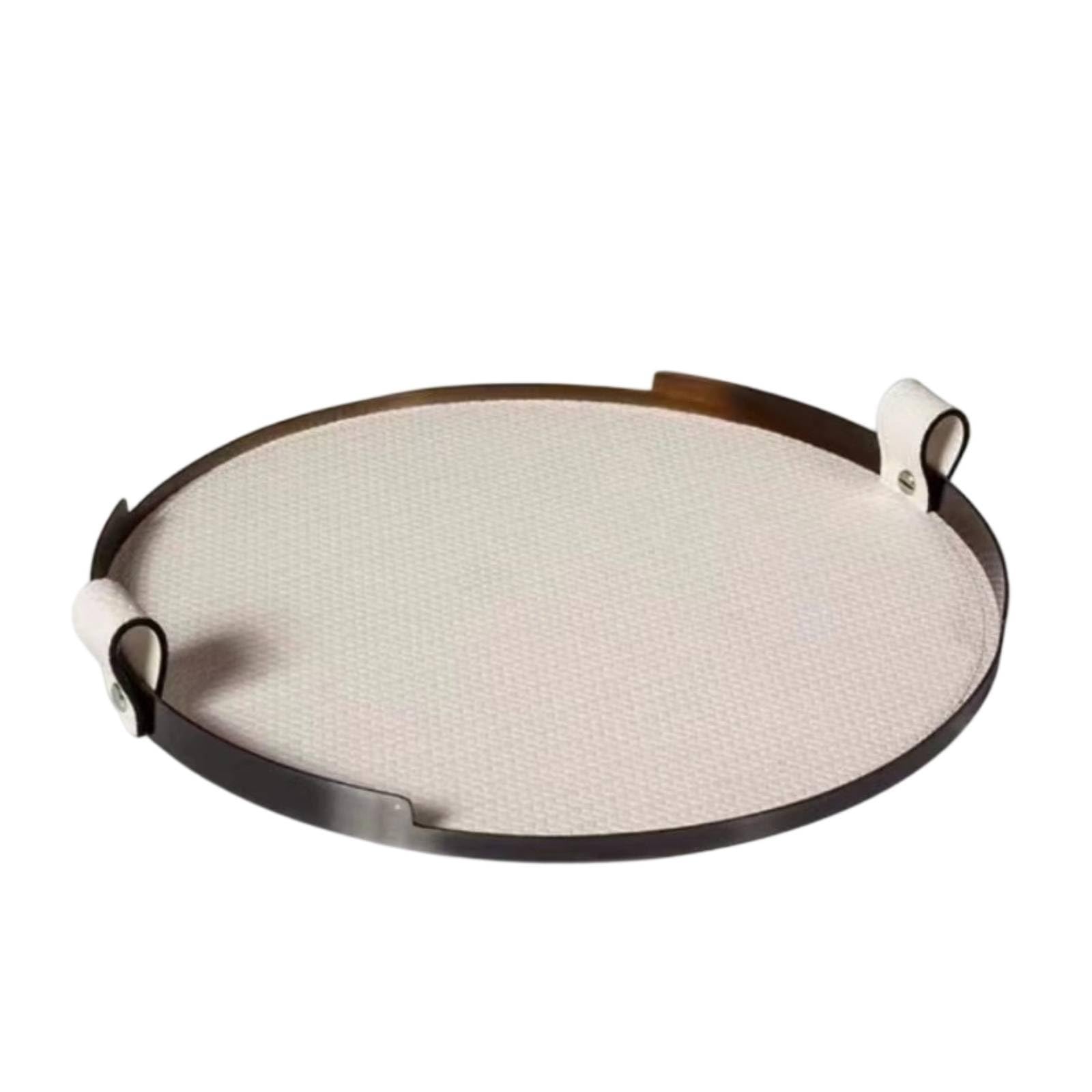 Dekoratives Serviertablett Rund Metall Tablett mit Griffen Ablage Platte Centerpiece Modern Flache Form Strukturierte Oberfläche für Wohnzimmer Couchtisch Küche Büro, Style to 3