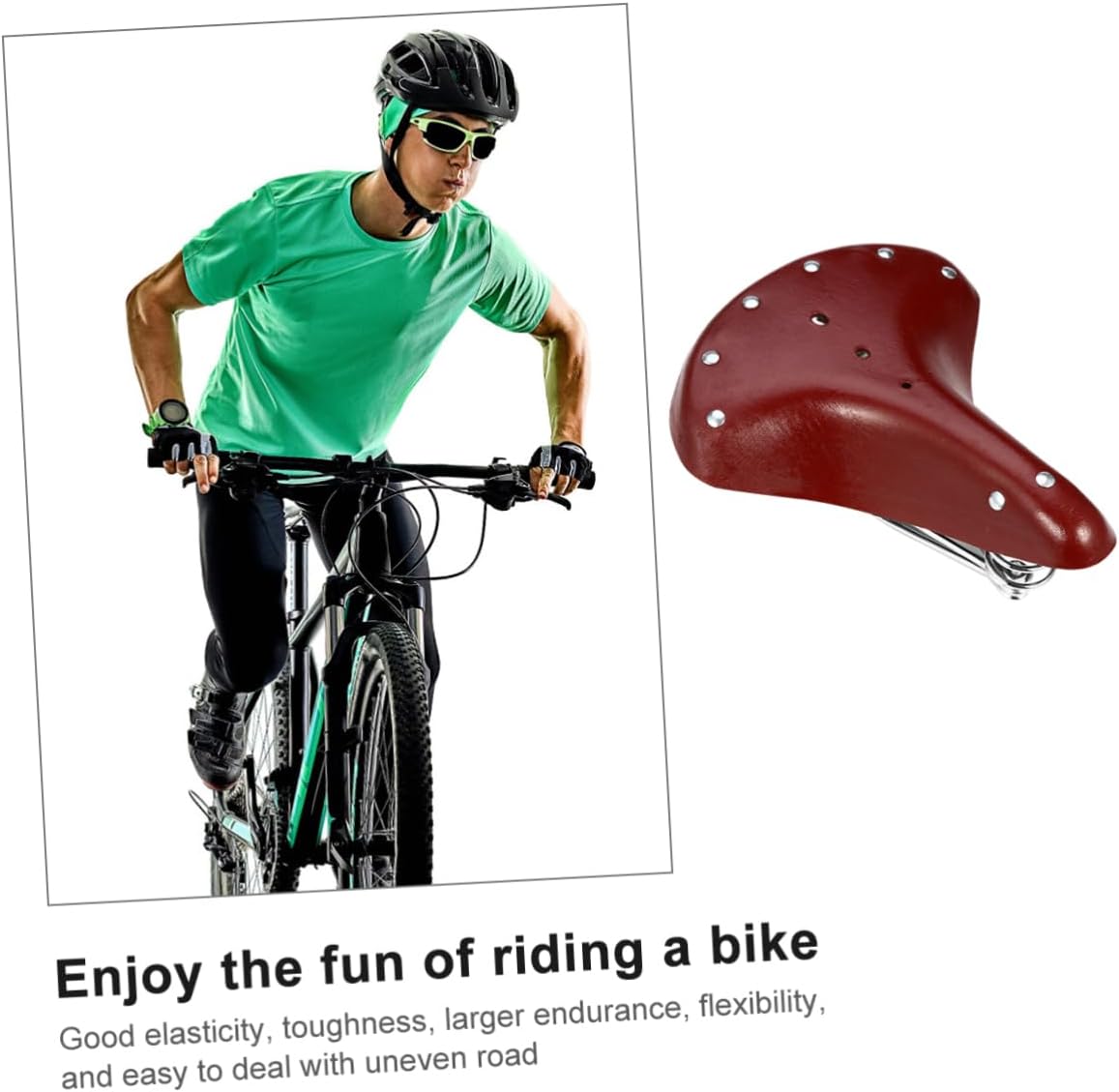Kisangel Faux Leather Bike Saddle for Road and Mountain Comfortable Ergonomic Design Easy to Install Unisex Fit Deep Random Colors