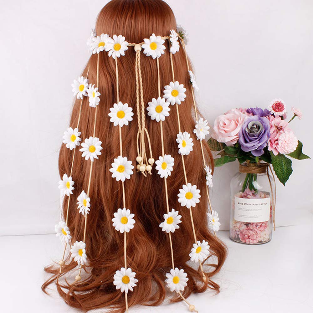 YAXAMING Halloween Sunflower Headband Daisy Flower Hair Bands Hoops Crown Floral Wreath Headpiece Hairband Women Xmas Hawaiian Festival Wedding Cosplay Dress Up Birthday Party Accessories White image 2