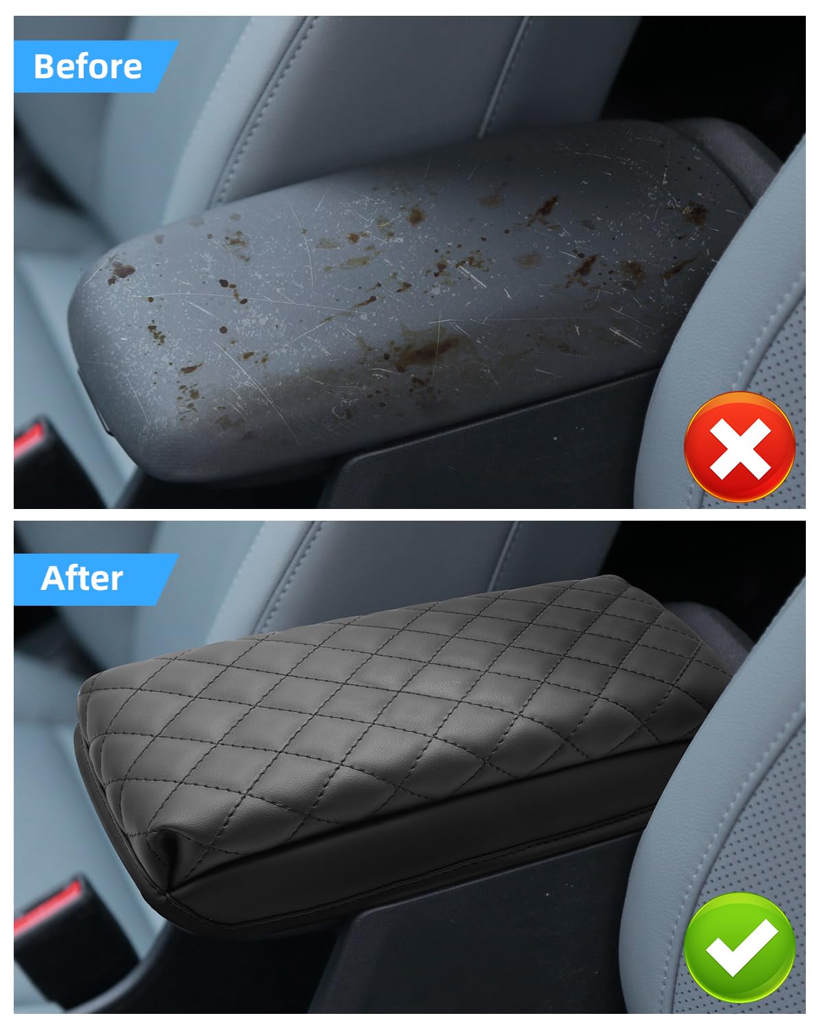 Copribracciolo per Hyundai Kona SX2 EV HEV PHEV 2024 2025 | Copertura per Bracciolo Console Centrale, Protezione Materiale Pelle PU Ispessita, Accessori Alzare Bracciolo di 4CM, Nero