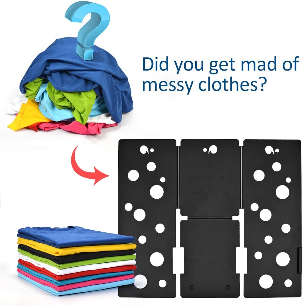 BoxLegend Version 2 shirt folding board t shirts folder easy and fast For kid to fold Clothes folding boards Laundry folders 4mm, Black