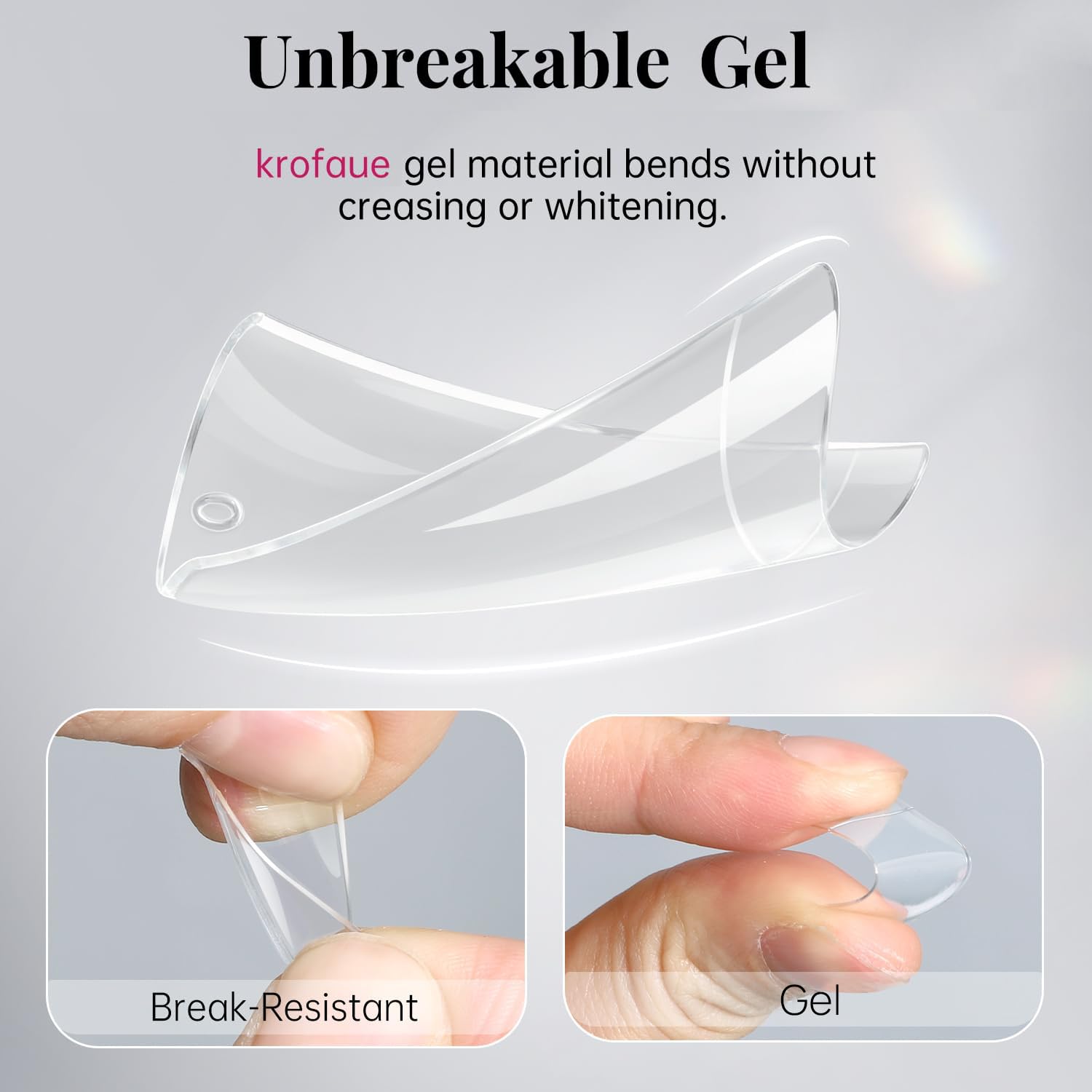 krofaue Puntas de uñas de pato, 240 piezas de uñas curvadas de gel suave transparente, 12 tamaños, estilo patas de pato de cristal, uñas postizas extra anchas francesas con caja para salón de
