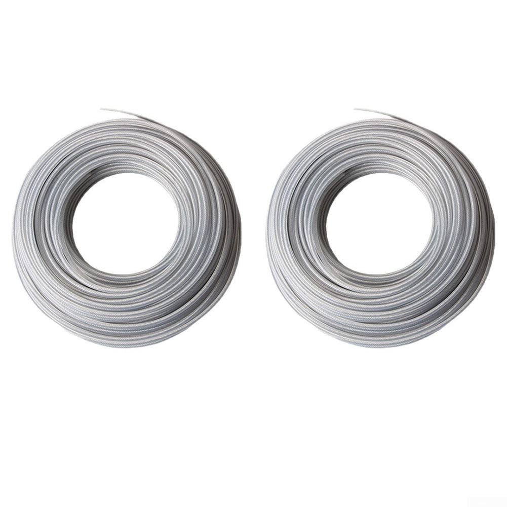 Cable de acero reforzado con núcleo de 4 mm, 15 m x 2 rollos para desbrozadoras y herramientas de jardinería