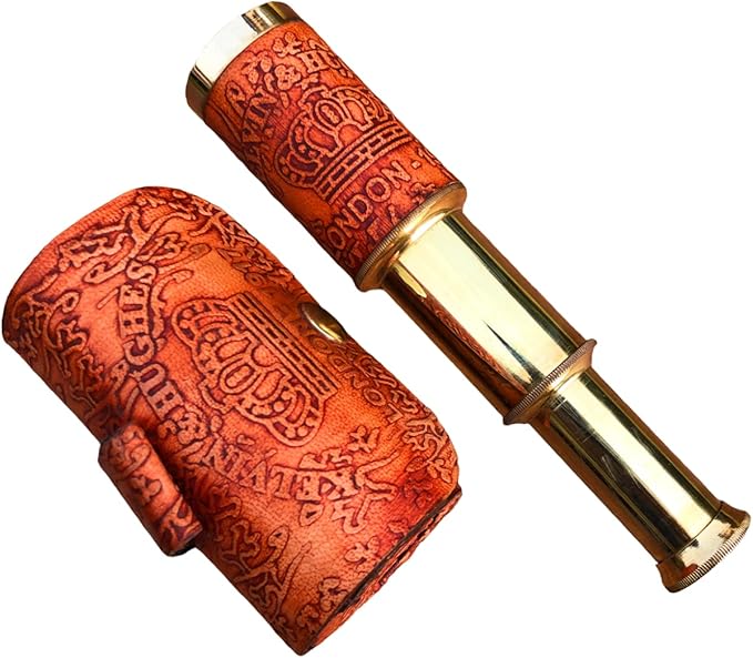 Telescopio Pirata de Latón Portátil 6" con Estuche, Náutico, Regalo miniatura 6