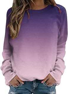 MUDUH Contrast Jacket Women Womens Autumn Winter Fashion Gradient Print Hoodless Sweatshirt Long Sleeve Pullover Sweater