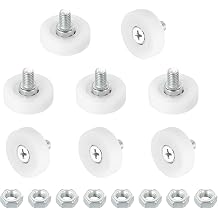 MECCANIXITY Drawer Rollers Nylon Cabinet Drawer Pulley Replacement Wheels Bearing 25mm Drawer Positioning Roller Slide Guides with Nuts for Furniture Parts Cupboard Wardrobe Pack of 8