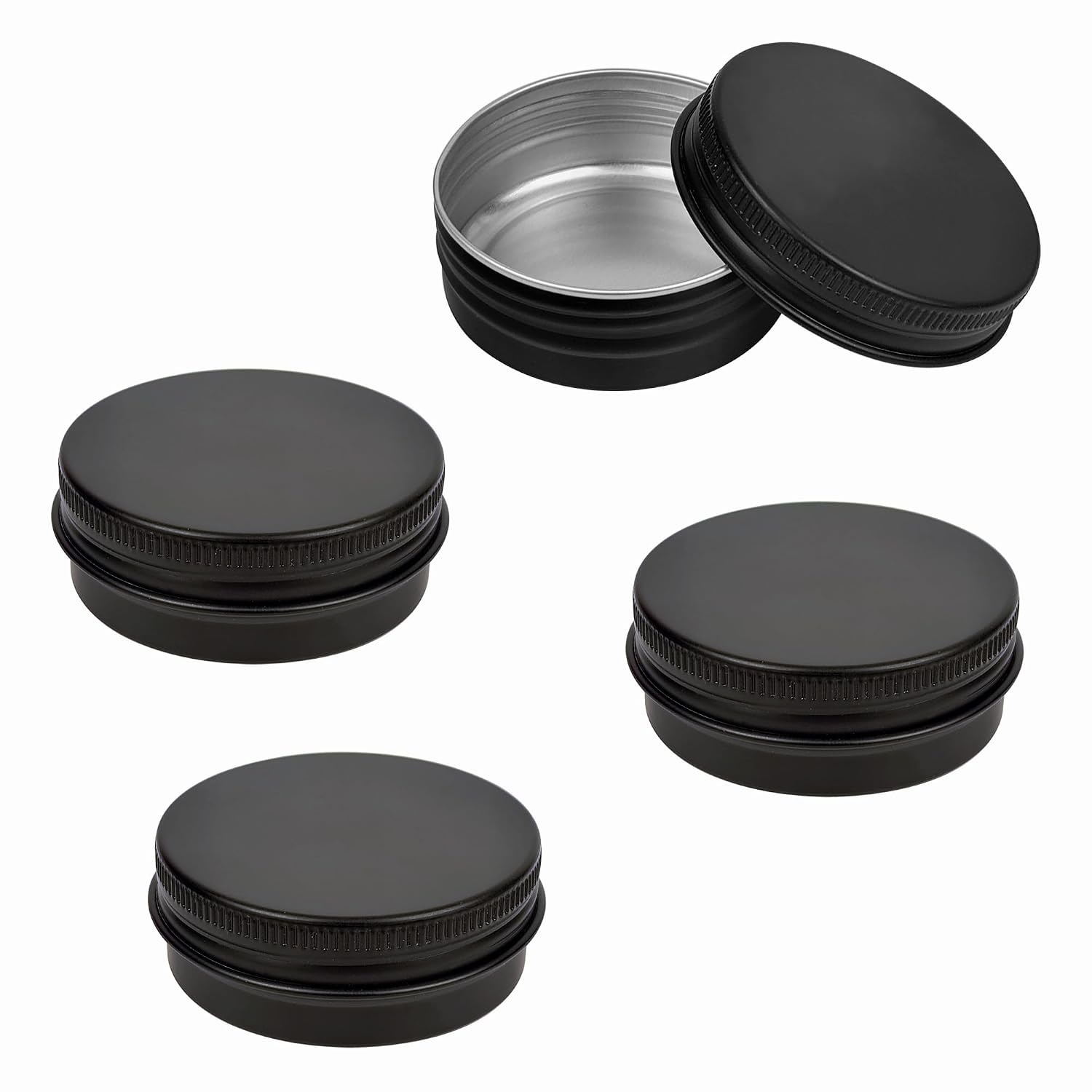 2 Pack Round Lip Balm Tin, 1 oz Small Tin Cans with Screw for Travel Cosmetic Sample Container (2, 1 oz)