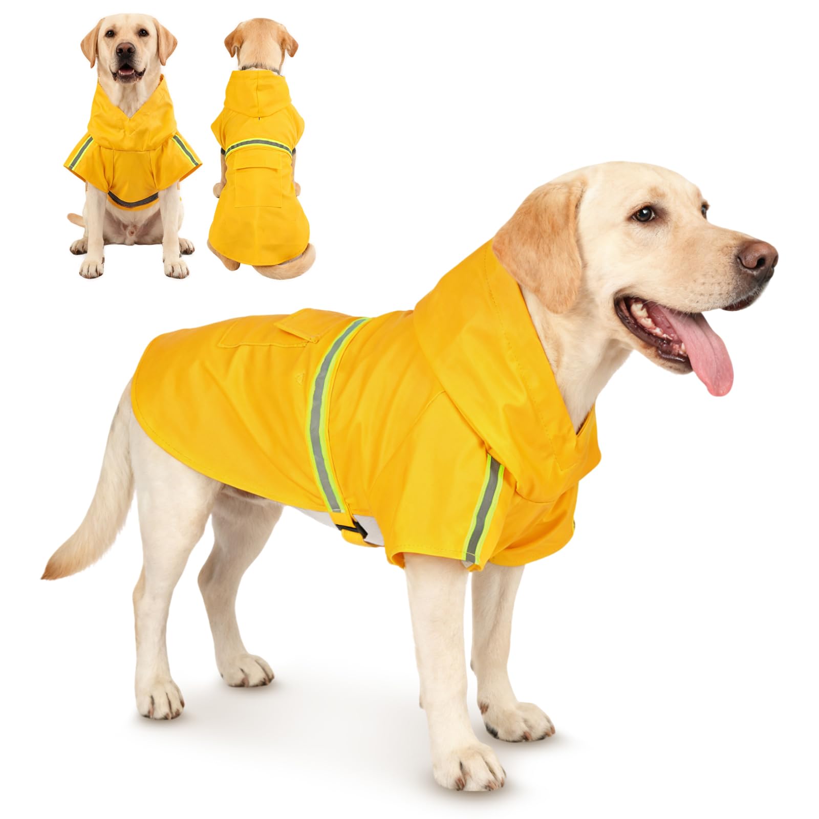 OSDUE Impermeabile per Cani Cappotto,Impermeabile Cane e Foro per Colletto e Strisce Riflettenti protettive,Regolabile Cappotto Impermeabiles 100%,per Piccoli Medio Grandi Cuccioli L-XXXL