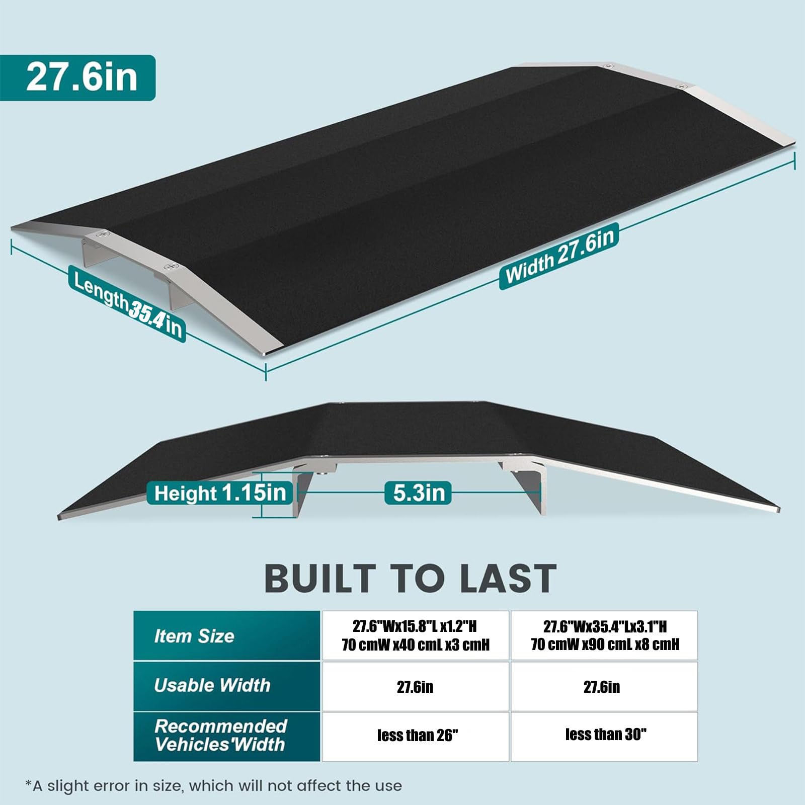 Rampa dla wózków inwalidzkich,schody domowe schody wejściowe aluminiowy dom dla niepełnosprawnych metalowy mobilny ganek tymczasowe wielokrotne wyłączanie bezpoślizgowych ramp do skuterów(NBR90)