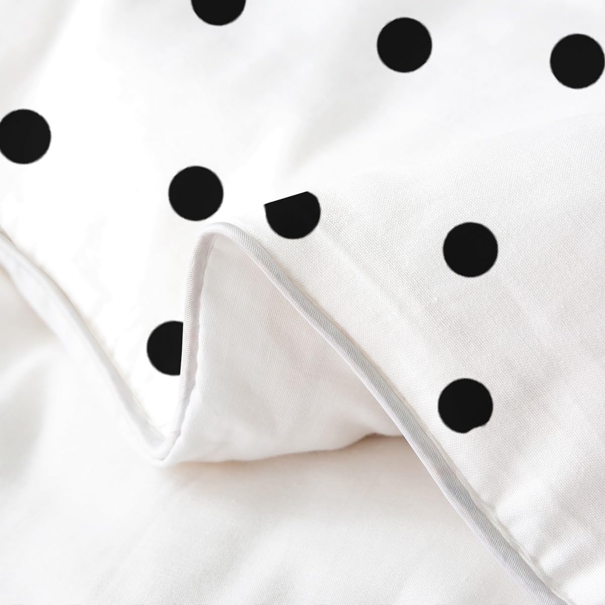 jejeloiu Polka Dots Duvet Cover 100% Cotton Queen Size Boys Girls Black Geometric Circles Bedding Set Breathable Simple Modern Comforter Cover 3Pcs Cartoon French Style Bedroom Decor Zipper Closure
