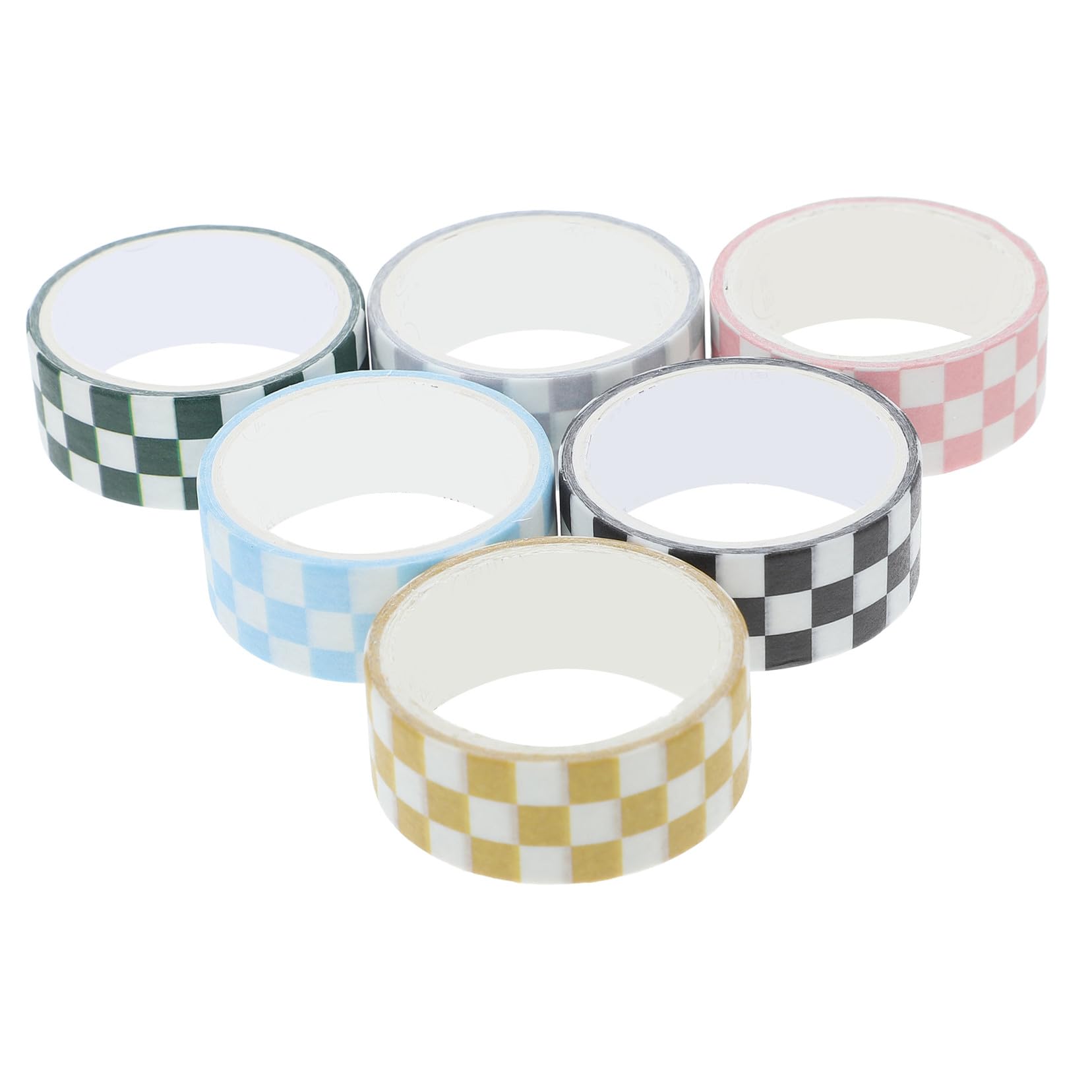 Assorted Checkered Washi Tape Set, 6 Rolls