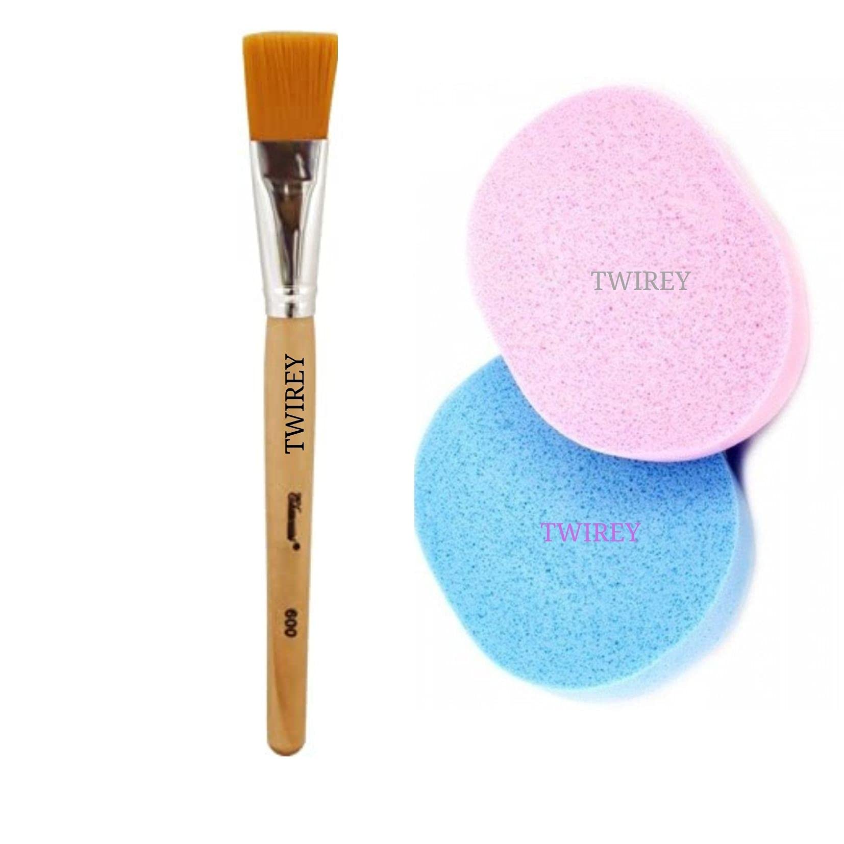TWIREY Face Pack Cleaning Sponge with Face Pack Brush (1 PCS EACH)