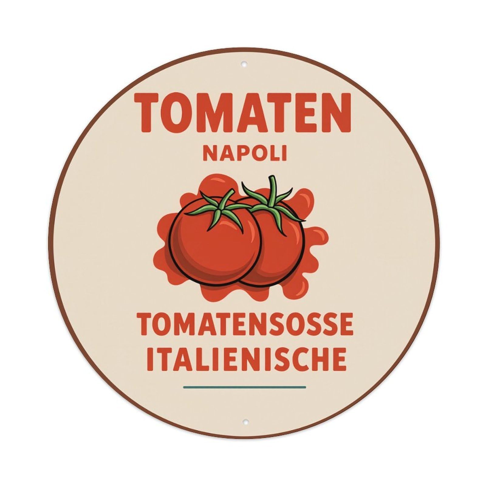 Tomatoes Napoli Tomato Sauce Italian Vintage Metal Tin Sign Retro Wall Decor for Home Bar Garage Cafe, Indoor & Outdoor Decorative，circle Metal Poster, 8x8 Inch