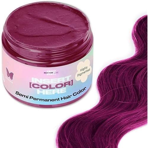INH Semi Permanent Hair Color | Color Depositing Conditioner | Pink Hair Dye | No Bleach No Peroxide Temporary Fuchsia Crystal Tint for Women, Men | Vegan, Ammonia Free, Sulfate Free, Ready to Use 6oz