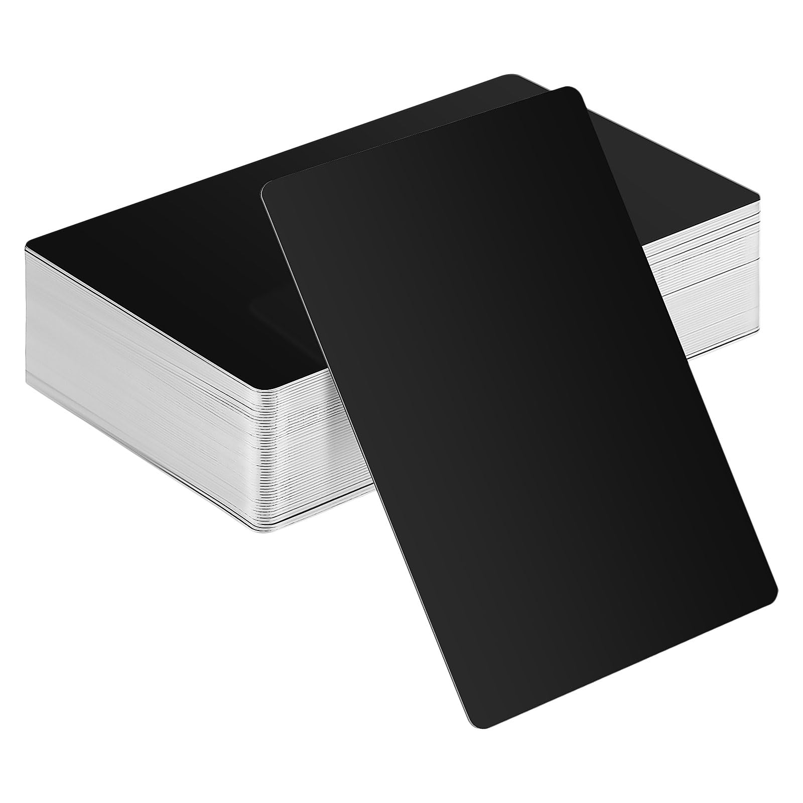 200 Tarjetas de Visita de Metal Negro para Grabado Láser, Calibración Ligera, Material Metálico para Oficina y Hogar, Tamaño 8,5 X 5,4 Cm