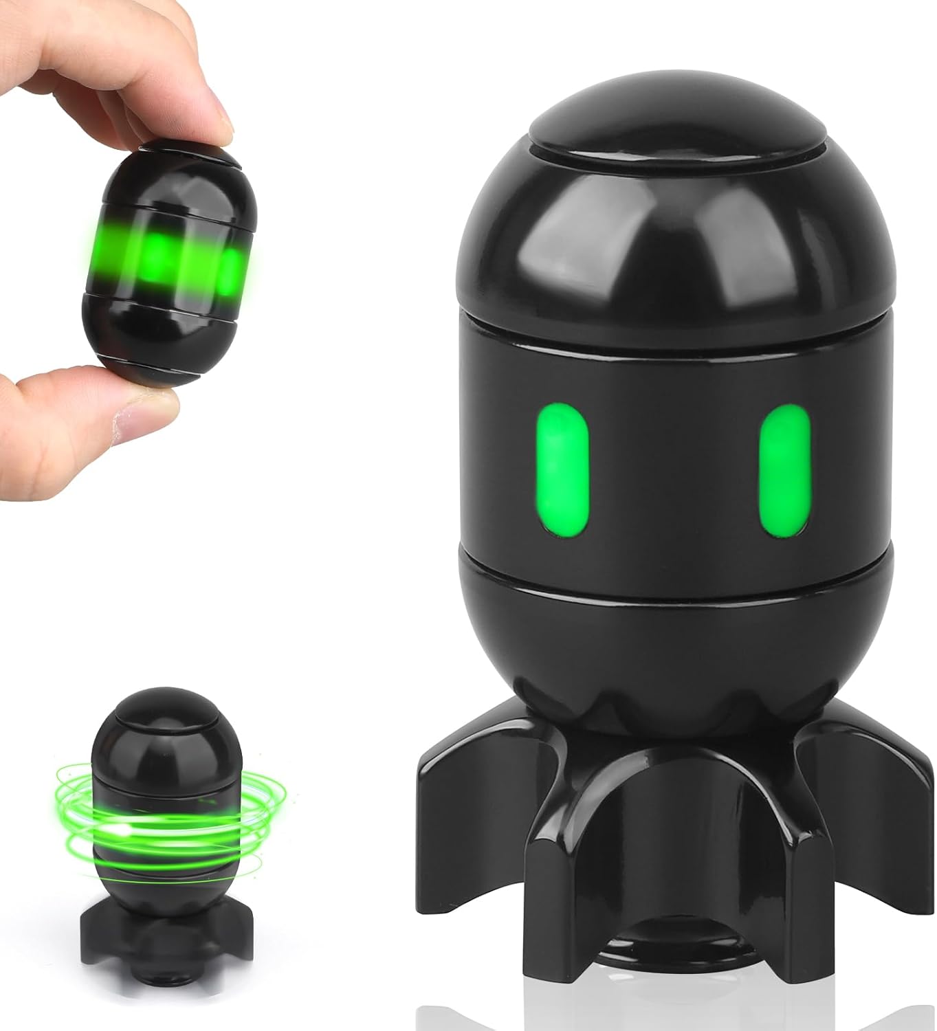 Cool Atomic Bomb Fidget Spinners For Kids Adults, Metal Handheld Gadget Kinetic Desk Toy, Rocket Finger Hand Spinner Fingertip Gyro Goody Bag Fillers Fun Idea Gift Glow In The Dark After Absorb Light