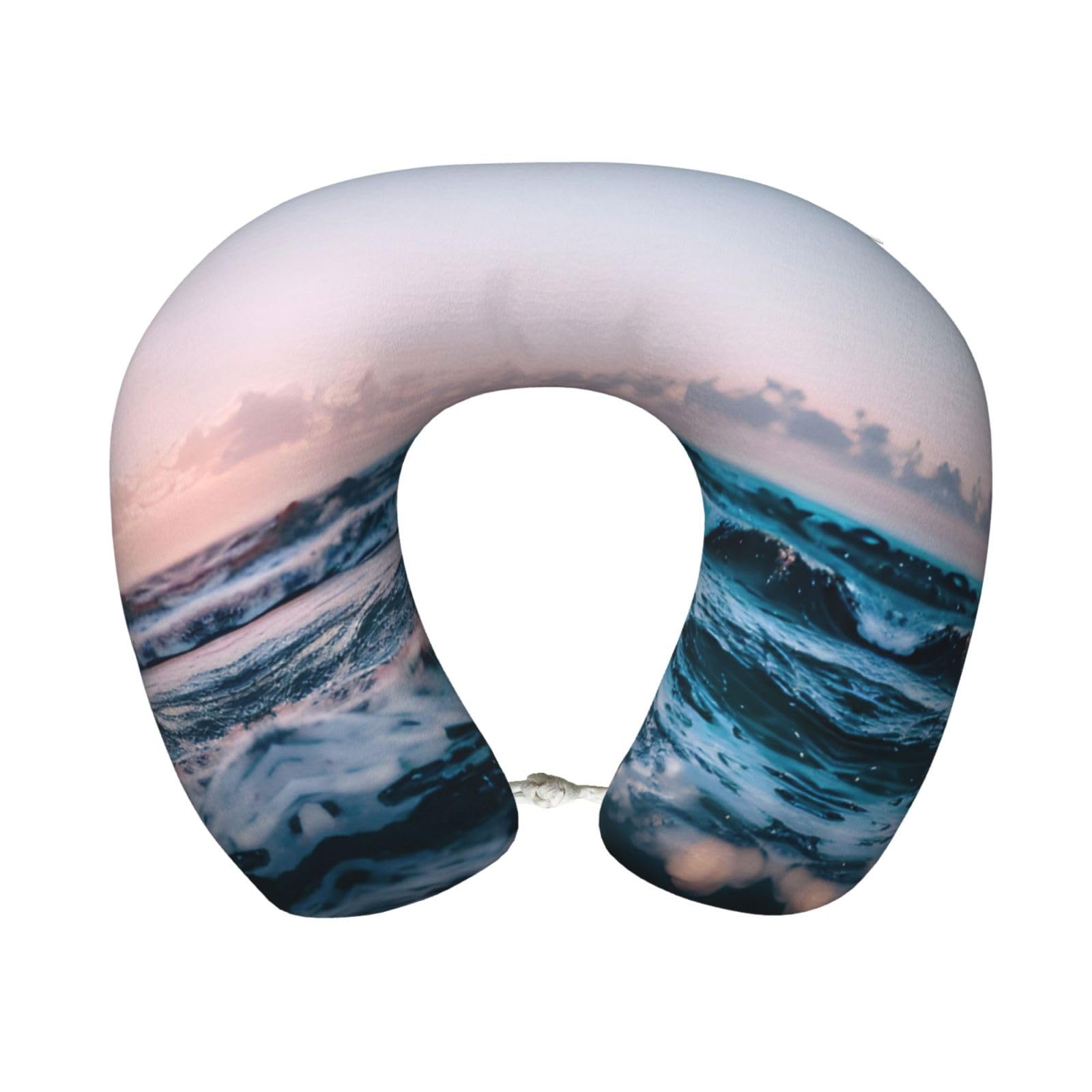 Oreiller de voyage personnalisable en mousse à mémoire de forme imprimé vagues de l'océan bleu