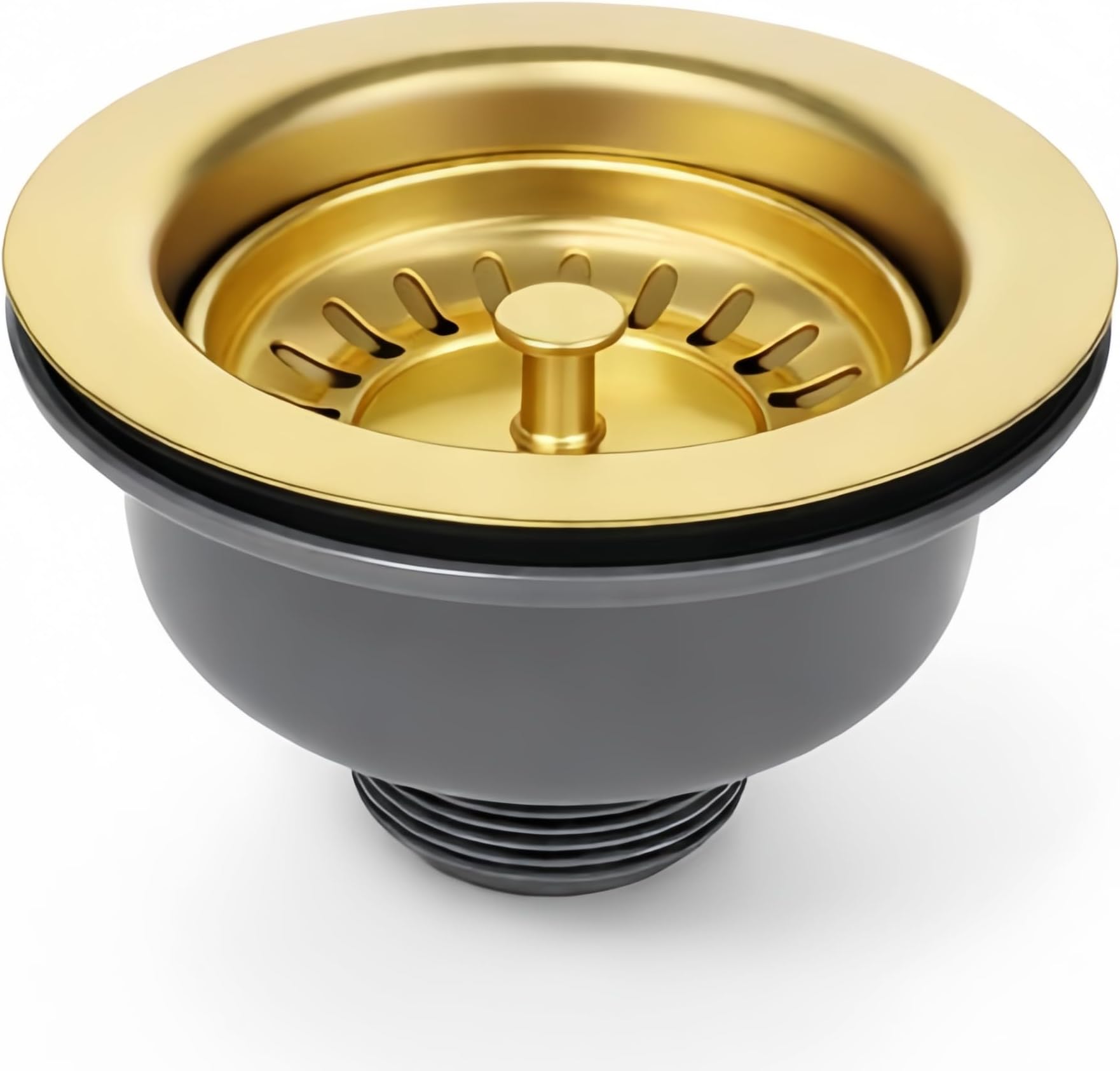 114MM Gold Kitchen Sink Waste Kit, Stainless Steel and PVC Kitchen Sink Basket Strainer Plug Basket Waste G1½"