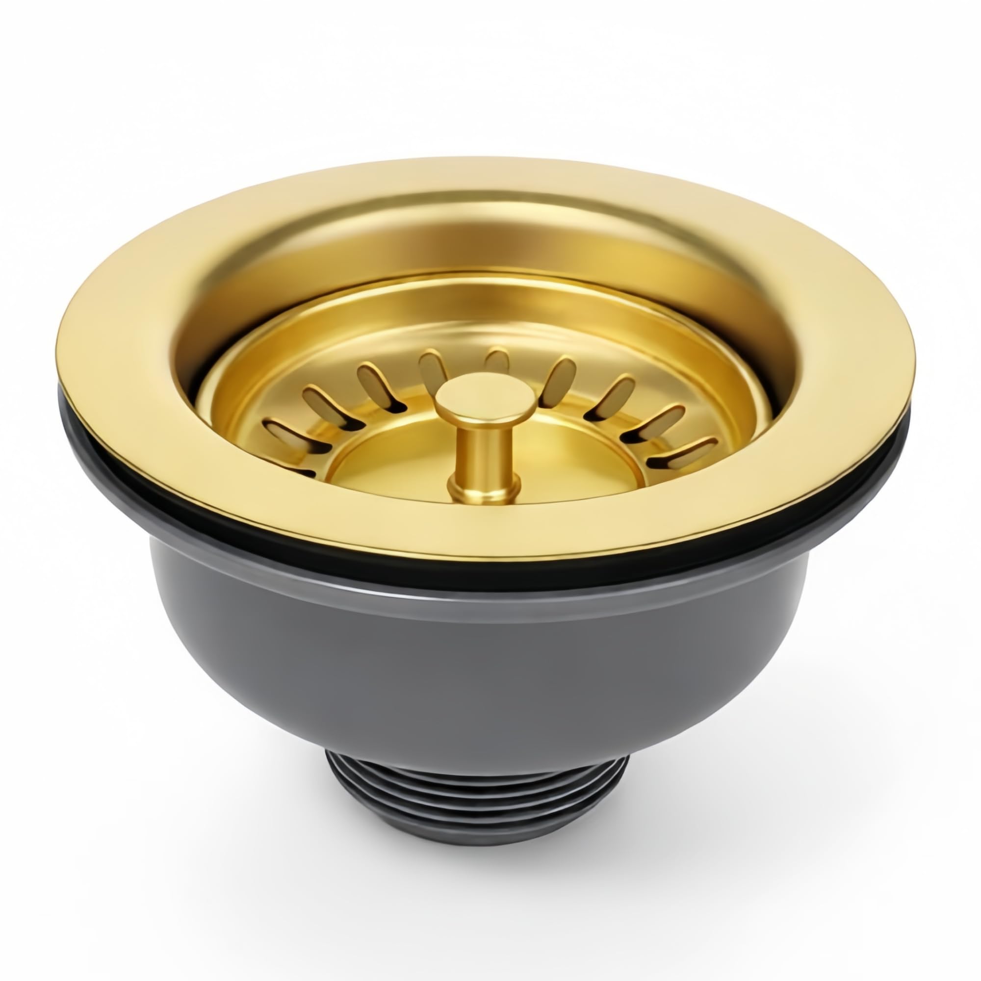 114MM Gold Kitchen Sink Waste Kit, Stainless Steel and PVC Kitchen Sink Basket Strainer Plug Basket Waste G1½"