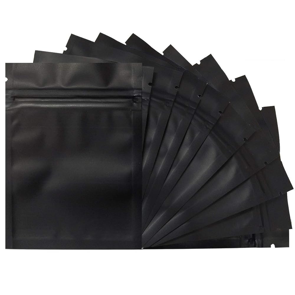 100 Pack Mylar Bags 3.3 x 5.1 Inch Resealable Smell Proof Bags Foil Pouch Bag Flat Bag Matte Black