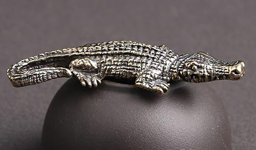 Miniatura 7 de DMtse Estatuas de cocodrilo de latón chino para escultura animal Lucky para coleccionables, regalo