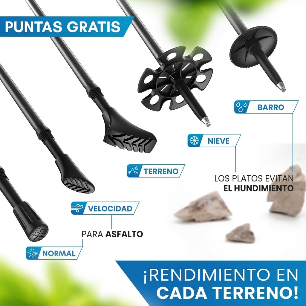 NORDMUT® Bastones de Senderismo Telescópicos | Nordic Walking Mujeres y Hombres | Bastones de Trekking Ultraligeros [con Set de Gomas] Ajustables con Empuñadura de Corcho Natural