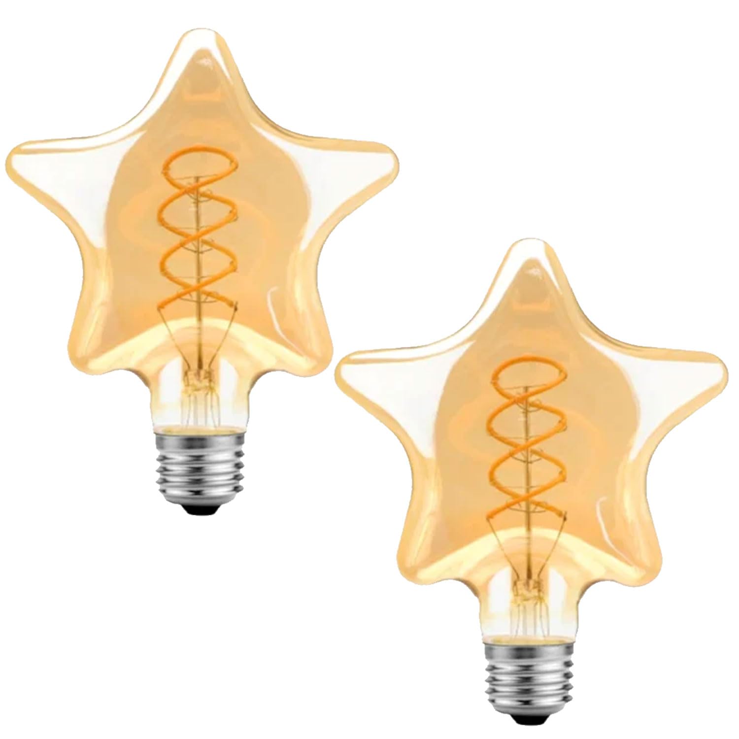 Ledsone Star Pack 2 | Led Vintage E27 Led Bulb, 4W(40W Equivalent) Shape Screw Led Spiral Filament Non-Dimmable, Warm White 2700K Amber Glass 450Lmn Edison Bulb, Retro Fancy Decorative Cri>90 220V