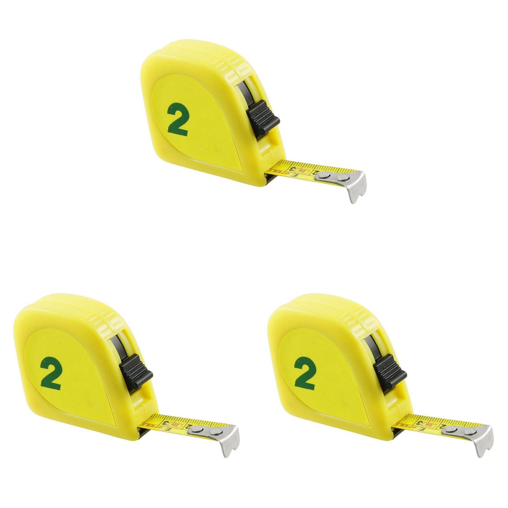 Ruban à mesurer, Lame enduite， 3X Jaune 2M 6FT Ruban à mesurer Ruban à mesurer Échelle Capsule métallique