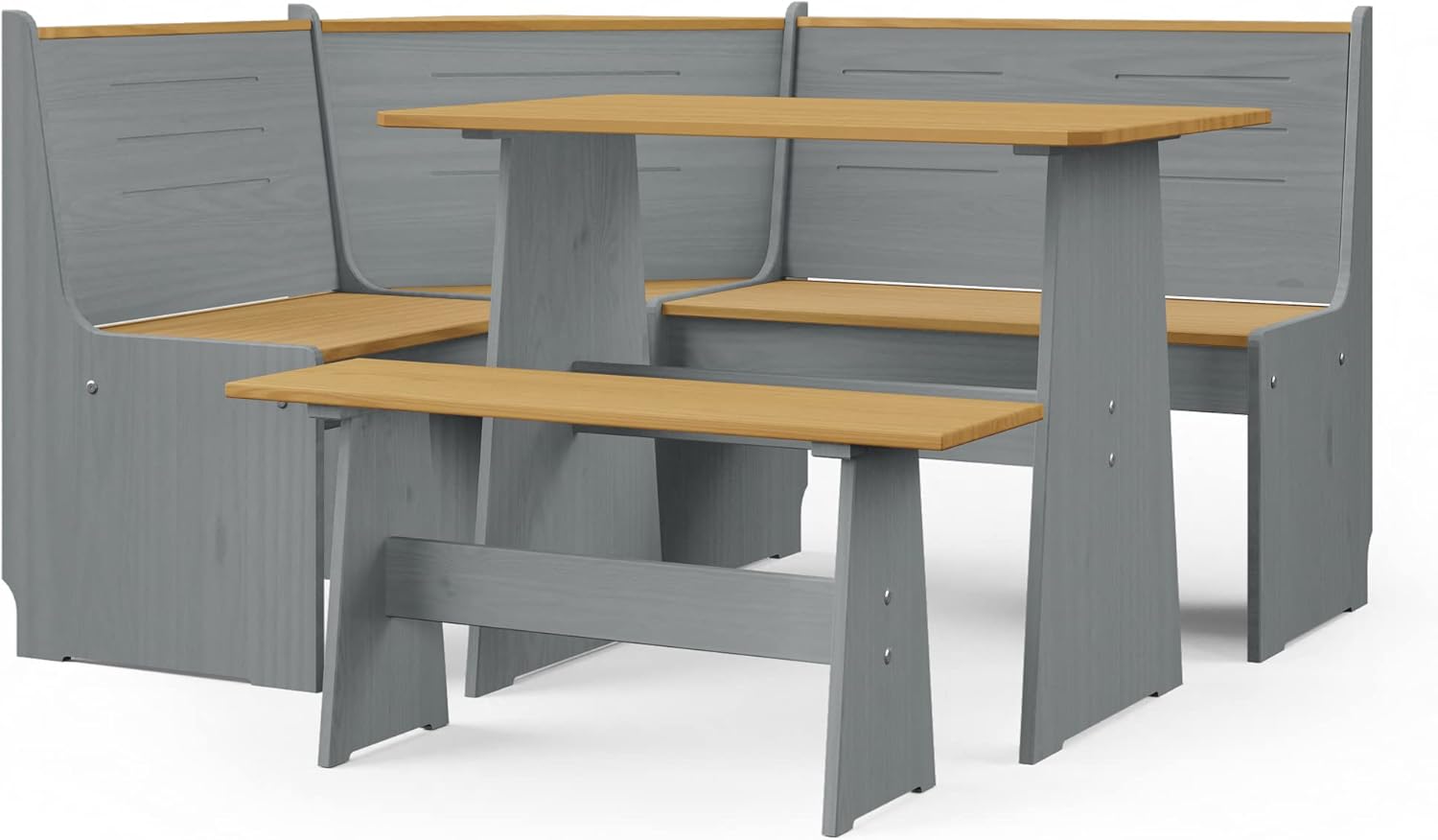 Home Detail Corner Bench Dining Room Set with Solid Wood Dining Table ...