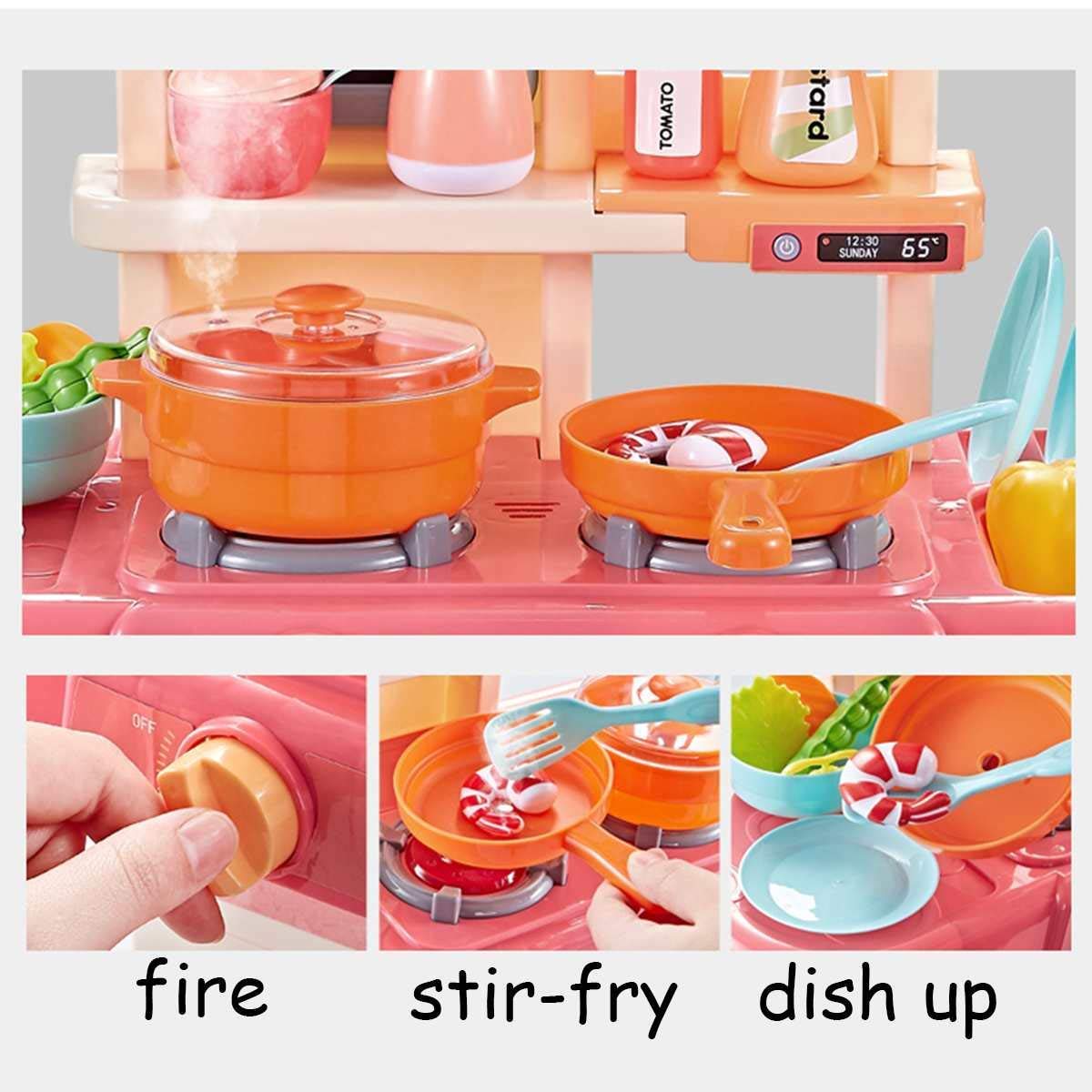 ixora Kitchen Set for Kids Girl 42-Piece Kitchen Set, Smoky, Music,Real Water Tap, Actually Fell of Kitchen for Your Kids Best Gift for Girls (42 pcs) 1