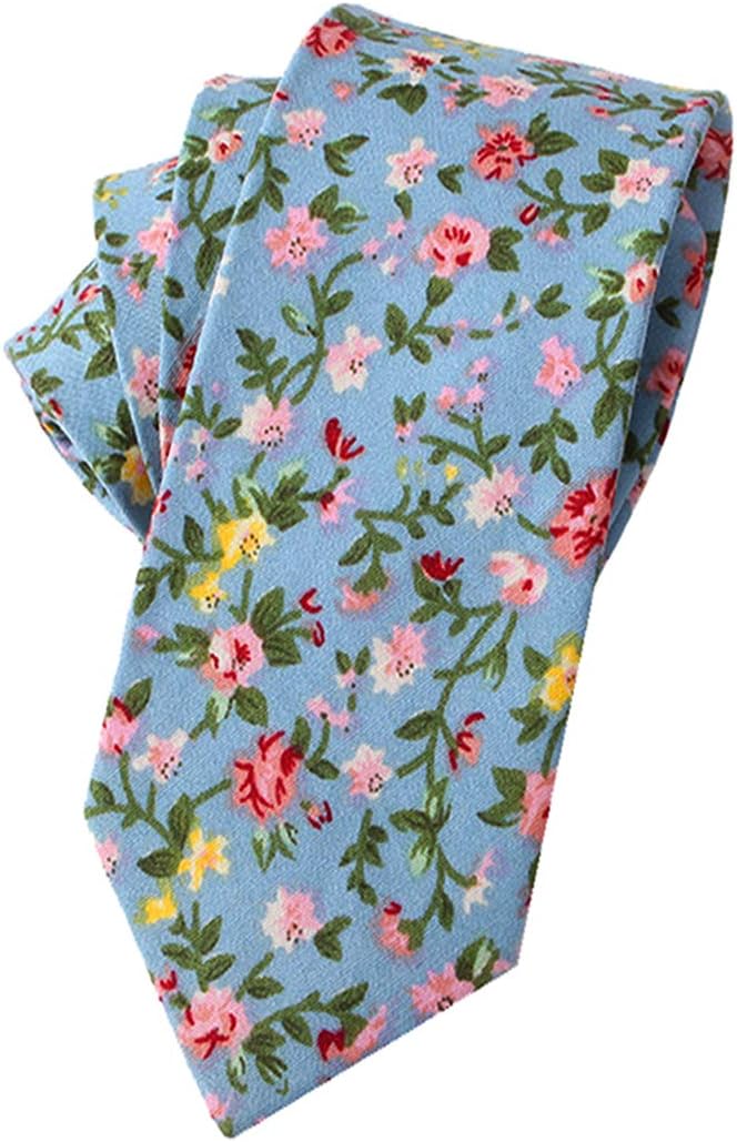 LEVAO-Men's Skinny Tie Floral Cotton Neck Ties for Men