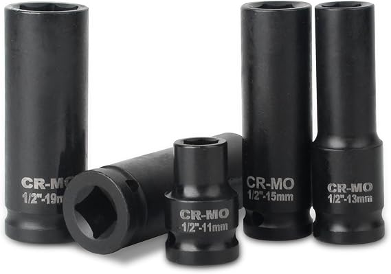 35pcs 1/2 Drive 6 Point 8-32mm Metric Deep Impact Socket Set Car Garage Tools
