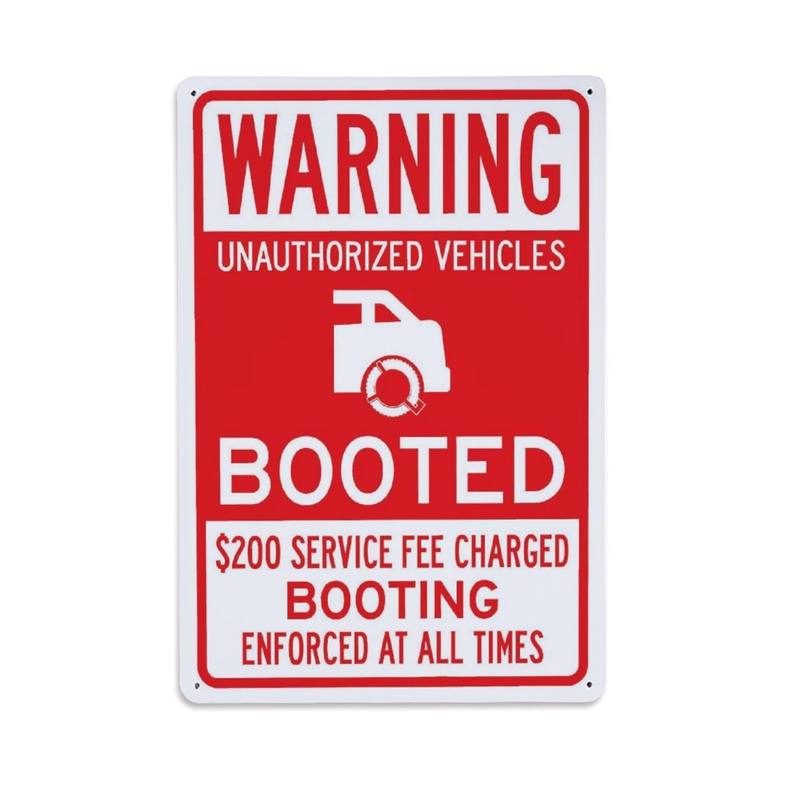Warning Unauthorized Vehicles Will Be Booted Parking Warning Wall Decor Sign Vintage Aluminium Metal Sign, Retro Wall Decor for Home, Bar, Garage & Farmhouse 30x20cm