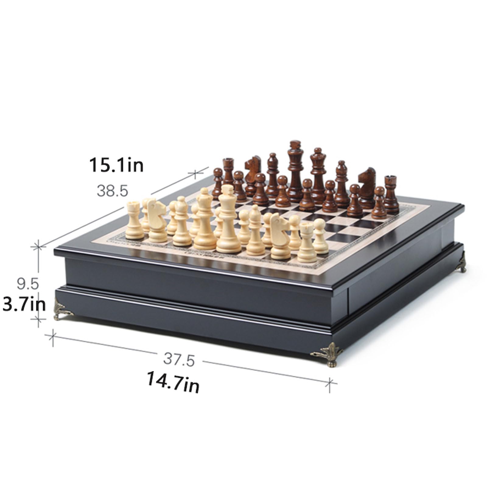 Set di Scacchi Professionale Set di Scacchi in Legno Set di Scacchiera Portatile di Grandi Dimensioni con Pezzi degli Scacchi e Slot per riporre Giochi/Set di Scacchi (Set di Scacchi)