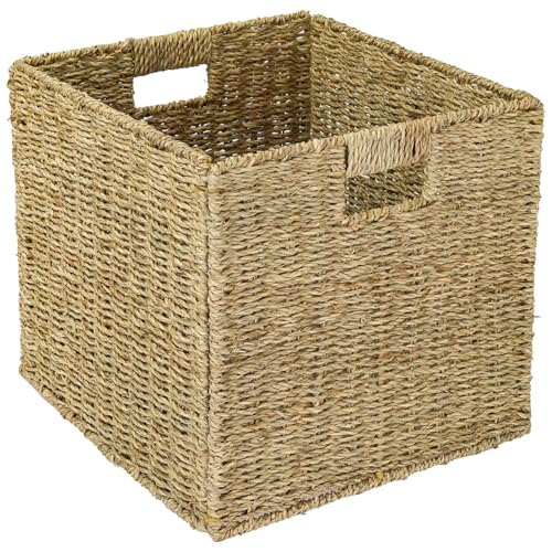HMF Cesta de almacenamiento trenzada de algas marinas, apta para Kallax, 32 x 34,5 x 32 cm