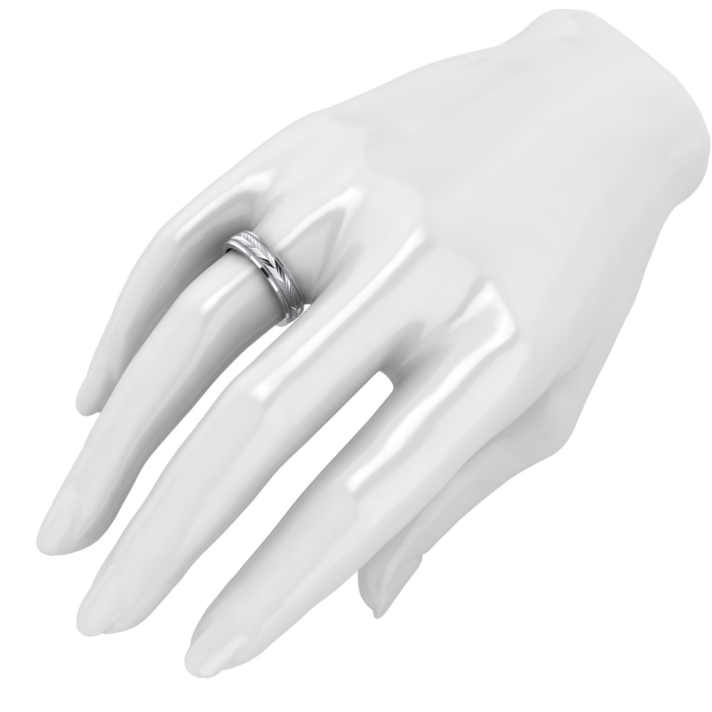 LANDA JEWEL 5 Styles Heavy Solid Sterling Silver Wedding Band Diamond Cut Patterned Ring Comfort Fit Unisex product thumbnail 5