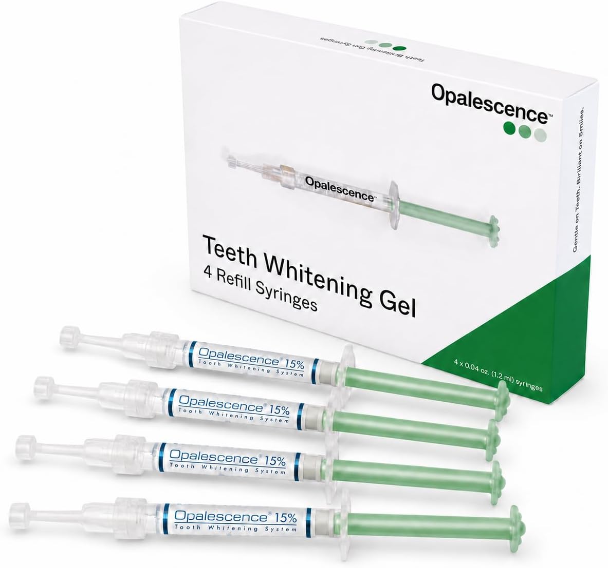 15% Carbamide Peroxide Teeth Whitening Gel Syringes - 5195-2 | (4 Units) Refills for Trays. Low-Sensitivity Formula, Mint, Developed by Dentist. Made in USA by Ultradent.