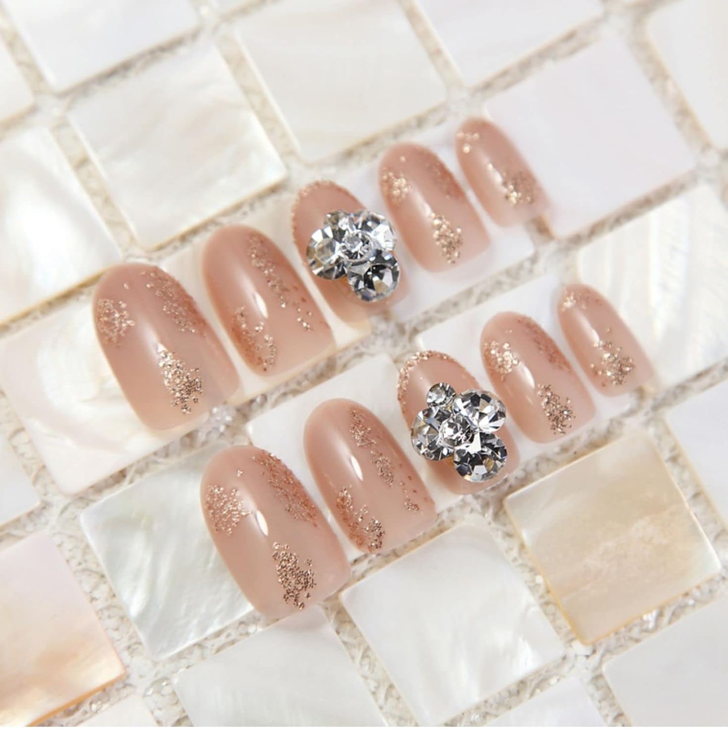 False Nails Coffin Artificial Fake with Rhinestone Full Cover Nail Tips Press Manicure Tools
