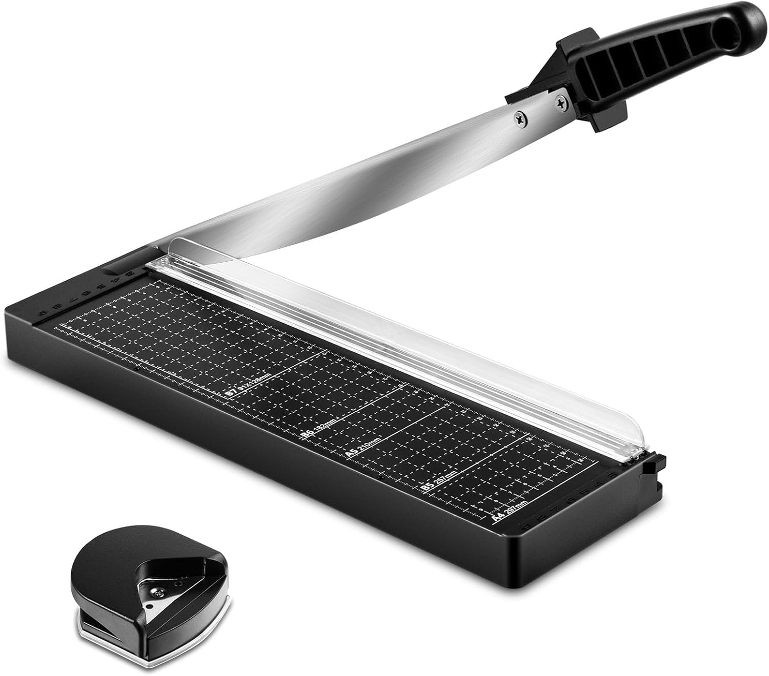 Paper Cutter 12 Inch, Guillotine Paper Cutter with 8 Sheet Capacity, Heavy Duty Paper Cutter for Cardstock, Paper Trimmer for Crafting, Classroom and Office (Black)