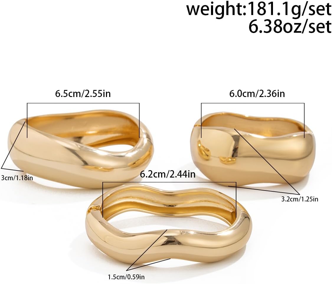 Chunky Gold Bangle Bracelets for Women Trendy Silver Irregular Statement Cuff Bracelets Stack Wide Wire Minimalist Fashion Jewelry - Image 4