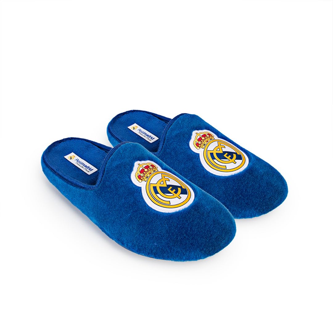 MARPEN SLIPPERS Zapatillas de casa Real Madrid CF Oficiales Temporada 25/26 para Niño o Niña, Suela Caucho Diseño Fútbol, Azul, Talla 28