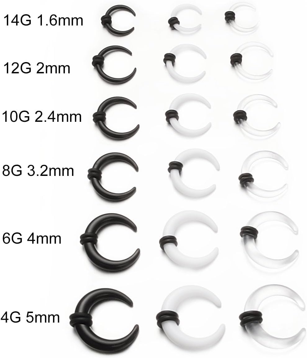 Ear Stretching Kit Pincher Septum 14g Multiple Colors Silicone Ear Tapers Stretching Kit 14G-4G 1.6mm-5mm 48 Pieces