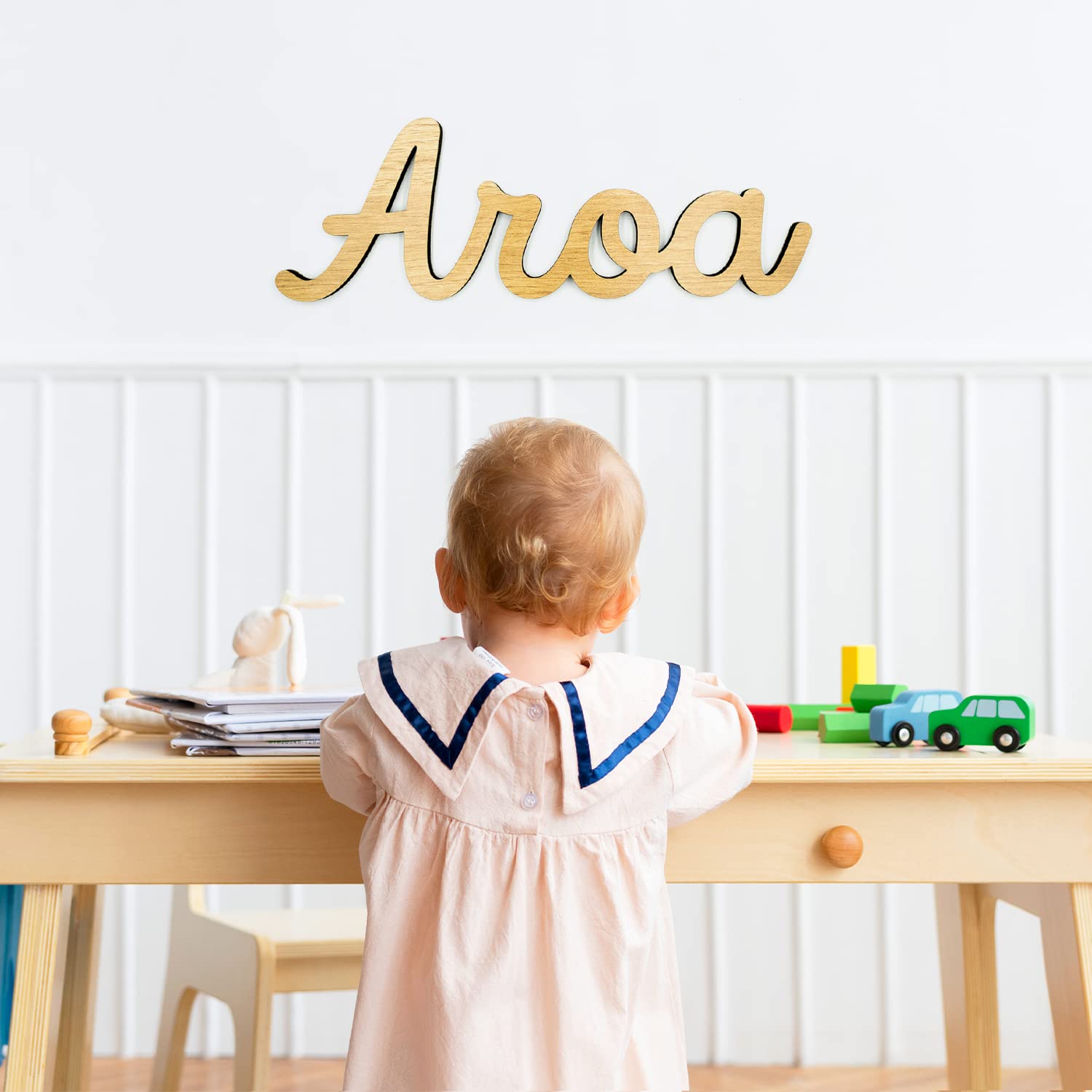 Nombre Madera Personalizado - Decoración Habitación Bebe Niño Niña - Regalo Original Nacimiento Bodas Bautizo Comunión Baby Shower Aniversario - Colgar de Pared Puerta - Niños Niñas Bebés