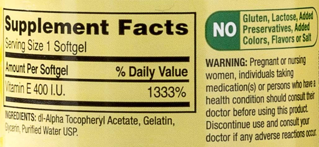 Amazon Com Vitamin E Softgels For Immune Skin Health 400iu 180 Mg 100ct Health Personal Care