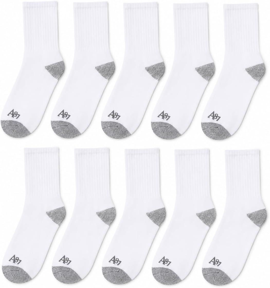 AEROPOSTALE 10-Pack Athletic Half Cushioned Arch Mid Crew Sport Socks